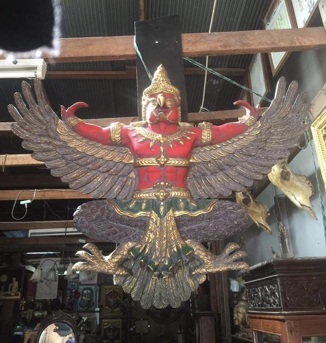 พญาครุฑไม้สัก ขนาด145ซม ครุฑไม้แกะ