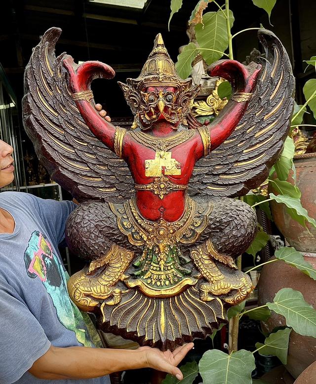 พญาครุฑ หน้าดุ ครุฑศาลเก่า ขนาด80ซม พญาครุฑแขวนผนัง