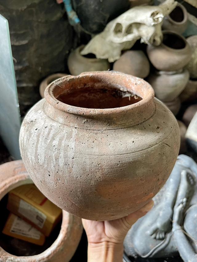 โอ่งดินแดง ศิลปะอยุธยา ไซต์เล็ก ขนาด9นิ้ว ไหดินเผา