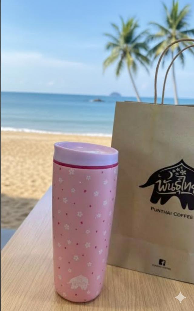 แก้วกาแฟพันธุ์ไทยสีชมพู ลายดอกซากุระ (limited edition) มือ1 แกะกล่อง