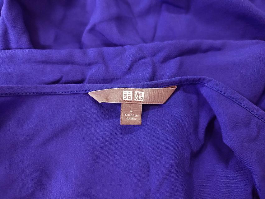 USED Uniqlo - Purple Camisole Flare Dress | เดรสสั้นสีม่วง สีน้ำเงิน เดรสระบาย สายเดี่ยว สีพื้น สายฝอ แท้ มือสอง