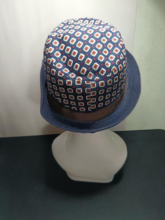 หมวก Trilby Hat ZARA MAN แท้ มือสองสภาพดี ลาย Geometric สีกรมท่า รูปที่ 9