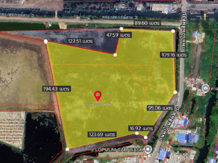 ขายที่ดินจังหวัดสมุทรสาคร 22 ไร่ 1 งาน 54 ตร.ว. ถนนบ้านสันดาบ ใกล้นิคมสินสาคร 5