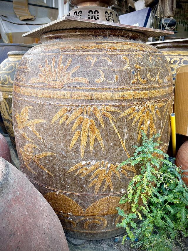 โอ่งเซี่ยงไฮ้ ลายสิงห์ โอ่งโบราณ ลายสิงห์โต โอ่งดินเผาน้ำเคลือบโบราณ 13