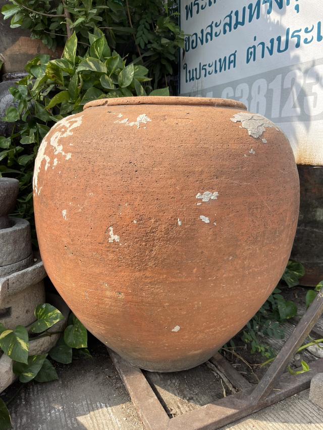 โอ่งแดง ศิลปะอยุธยา โอ่งดินแดง แบบไม่เคลือบผิว ไซต์จัมโบ้ เบอร์0 ใบใหญ่