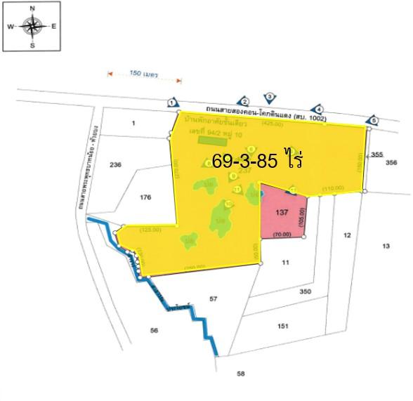 ขายที่ดิน อ.แก่งคอย สระบุรี 69-3-85 ไร่ หน้ากว้าง 425ม. ติดถนนสายสองคอน-โคกดินแดง 2