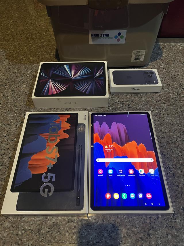ขายSamsungTabS7Plus 5G สีMystic Navyสเปคหายาห256กิ๊กใส่ซิมยกกล่องใช้งานดีถูกๆ