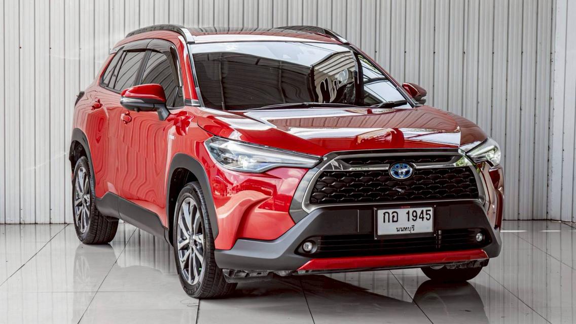 TOYOTA COROLLA CROSS 1.8 HYBRID PREMIUM SAFETY ปี 2020 สีแดง โฉม ปี20-ปัจจุบัน