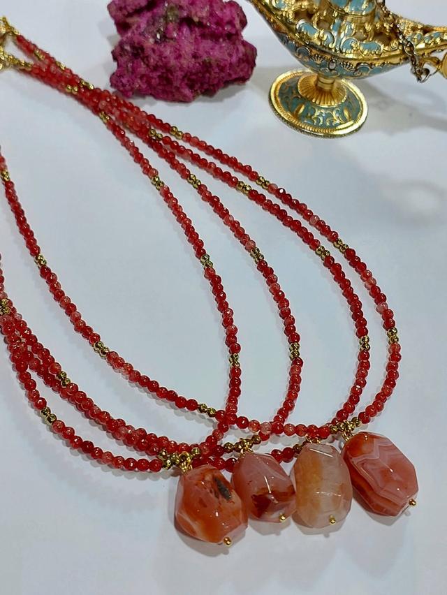 สร้อยคอหินมงคล Agate Rose quatz Green aventurine Tiger eye Amethysts ยาว 18-19 นิ้ว รูปย่อยที่ 3