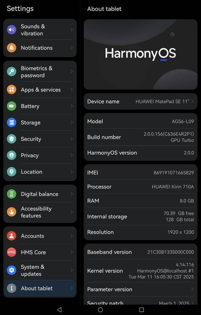 แท็บเล็ต Huawei MatePad SE 11 LTE (8+128)