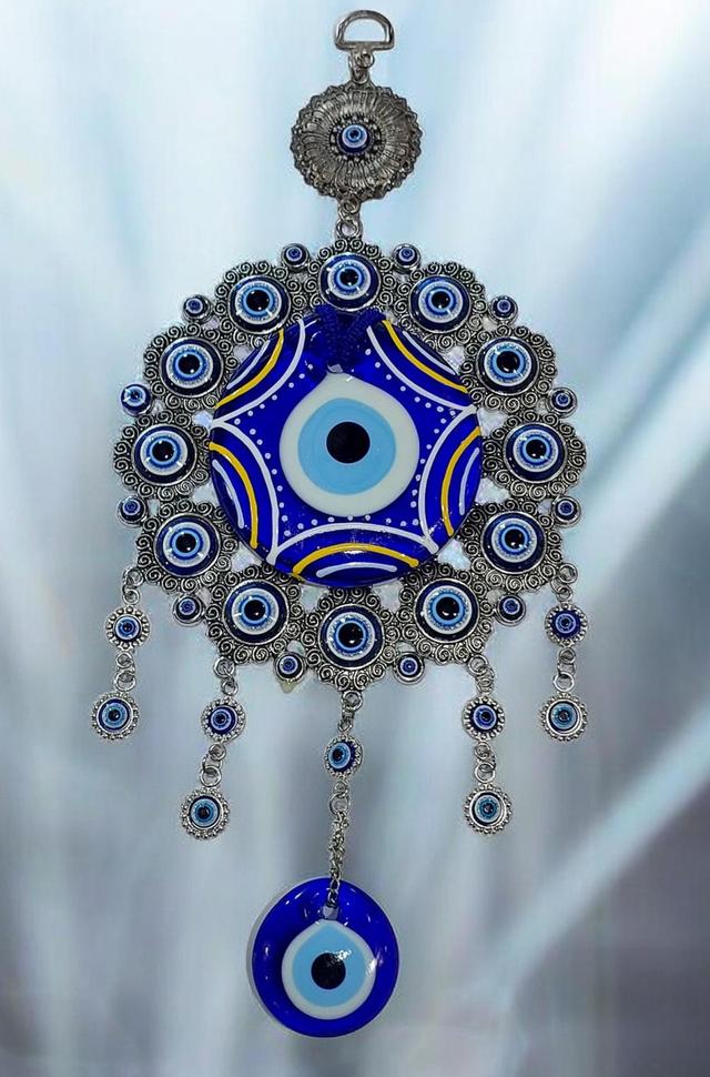 แขวนแต่งบ้าน evil eye hanging wall วงใหญ่ 15 ซม ดวงตาน้ำเงินใหญ่ 8.5 ซม ดวงตาน้ำเงินเล็ก 4 ซม ความสูงรวม 32 ซม. รูปที่ 4
