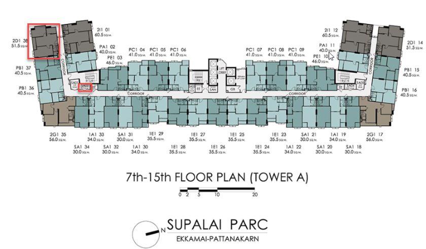 CM04416 ขายดาวน์ คอนโด ศุภาลัย ปาร์ค เอกมัย-พัฒนาการ Supalai Parc Ekkamai-Pattanakarn ถนนพัฒนาการ 2