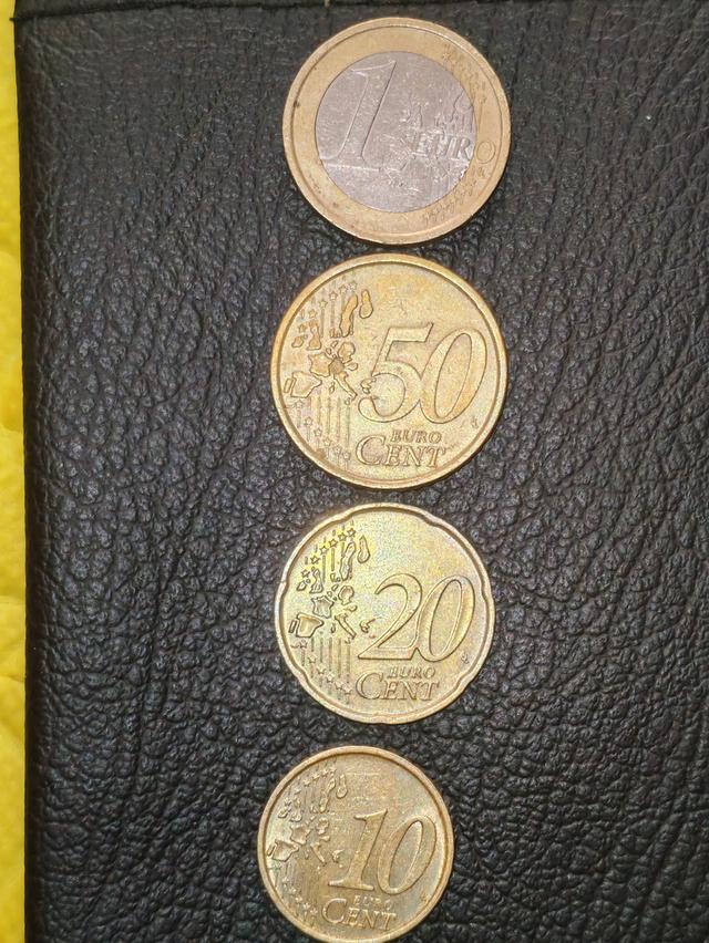 เหรียญ​ Euro อิตาลี ปี2002, 1 ยูโร, 50,20,10เซนต์​ปีเดียวทั้งหมด รูปที่ 2