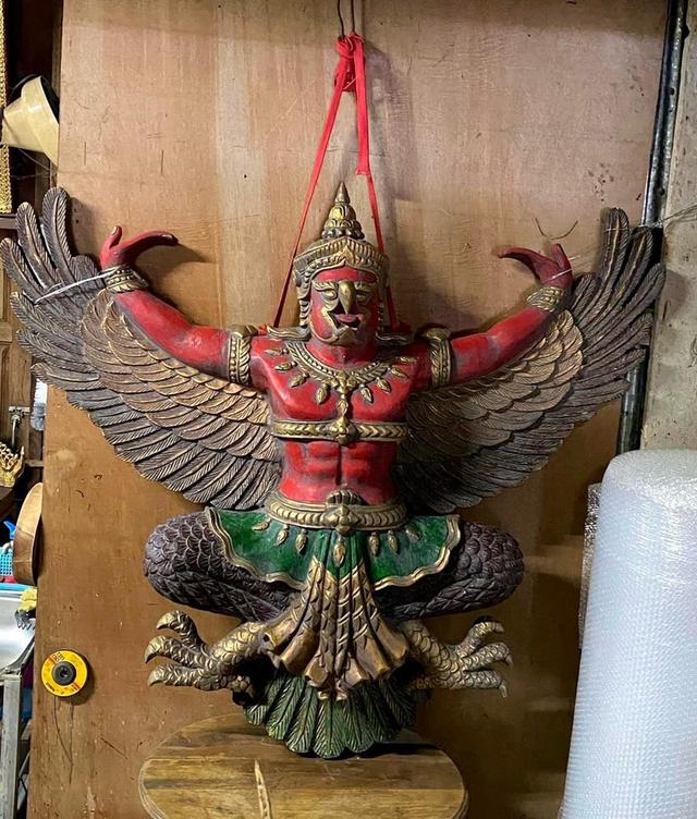 พญาครุฑไม้สัก องค์ใหญ่ ขนาด145ซม ครุฑไม้แกะ