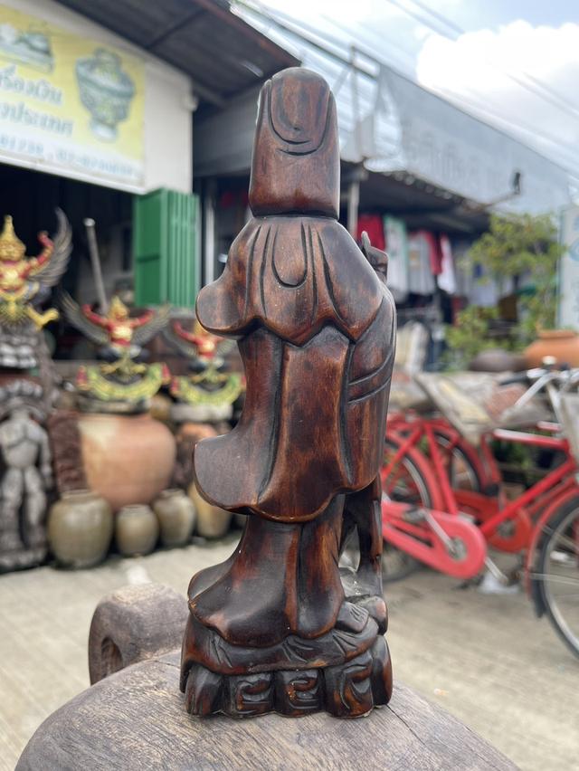 กวนอิมไม้แกะ ปางประทานพร พระโพธิสัตว์กวนอิมแกะสลัก ไม้กฤษณา สูง12นิ้ว 3