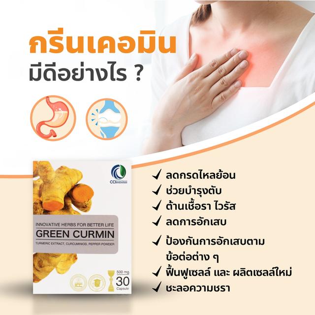 แก้กรดไหลย้อน กระเพาะอักเสบ GREEN CURMIN