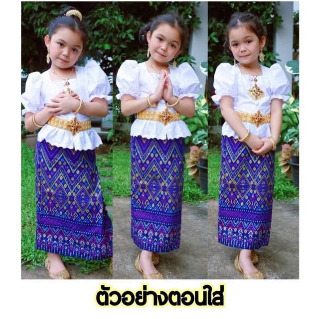 รูป ชุดไทยเด็กหญิง setเสื้อแขนตุ๊กตากับผ้าถุง 1