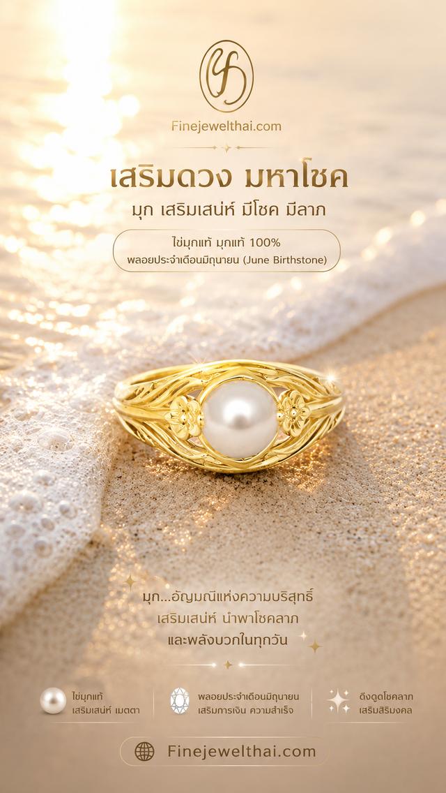 Finejewelthai แหวนมุก มุกน้ำจืดแท้ เงินแท้925 R1316pl