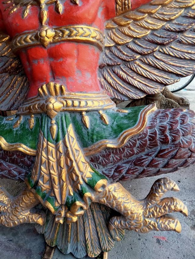 พญาครุฑไม้สัก ขนาด145ซม ครุฑไม้แกะสลัก