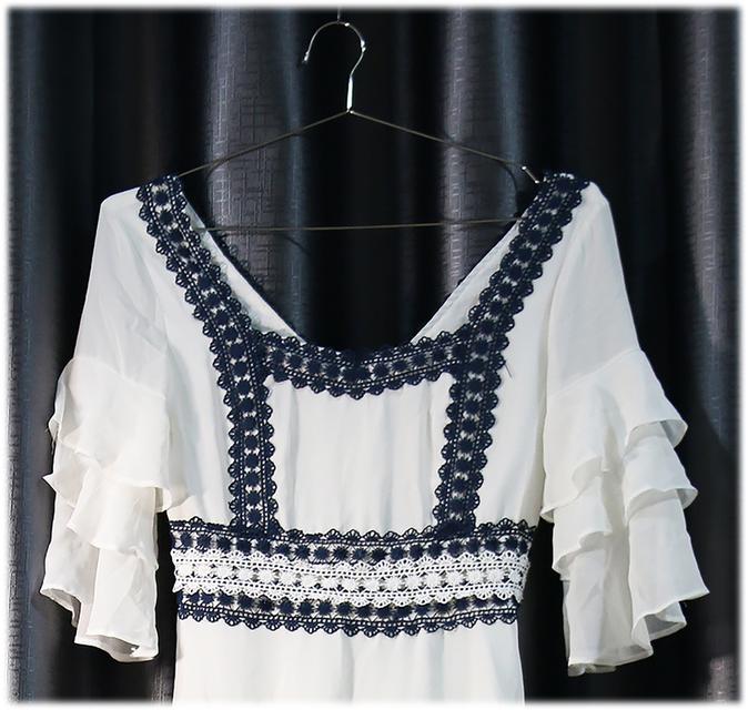 เดรส Cottagecore ลูกไม้ขาวปักลาย White Embroidered Cottagecore Dress with Lace @SP048 6