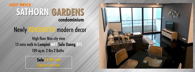 Next to BTS Saladang For Sell Sathorn Gardens 2 bd 6