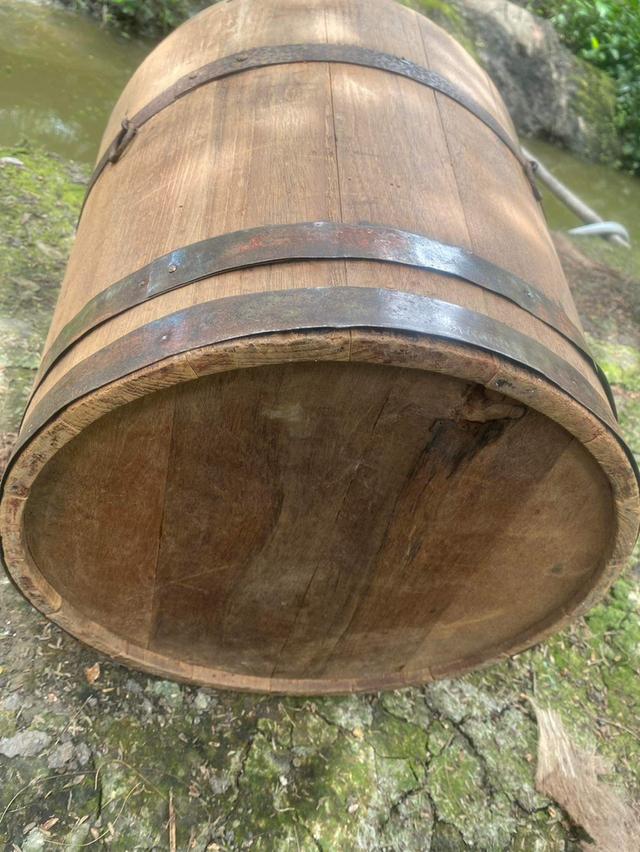 ถังไม้โบราณ มีฝาปิด แบบสพาย ถังไม้ใส่ของแบบโบราณ