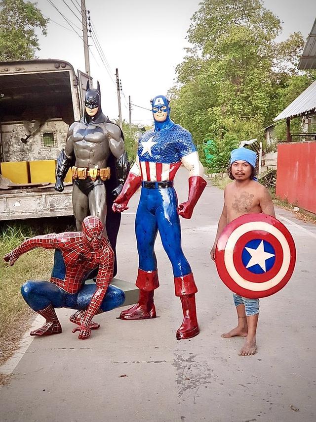 หุ่นสไปเดอร์แมนไฟเบอร์กลาส หุ่นฮีโร่สไปเดอร์แมน ท่านั่ง มือหนึ่ง ขนาดใหญ่ 8