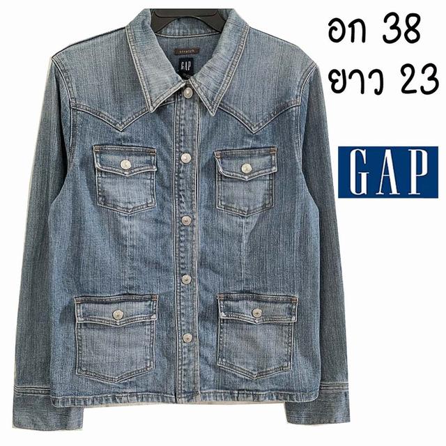 GAP ทรงสูท ยีนส์ยีด ทรงสวยมาก งานหายากเลย ลายผ้าชัดสุด ๆ  มีกระเป๋าอก+ข้าง ผ้านุ่มใส่สบาย พร้อมส่ง ไม่ต้องรอ