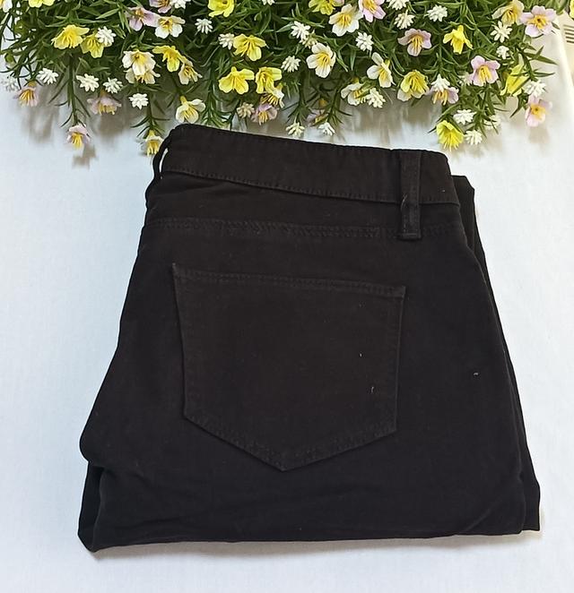 กางเกงยีนส์ผ้ายืดทรงขาเดฟสีดำ, size 22(56cm)