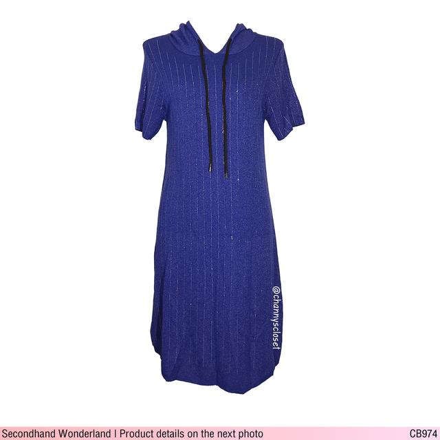 USED - Purple Rhinestone Hoodie Dress | เดรสยาวสีม่วง สีเงิน เดรสติดเพขร ลายทาง แขนสั้น ฮู้ด ทรงเอ วินเทจ มือสอง