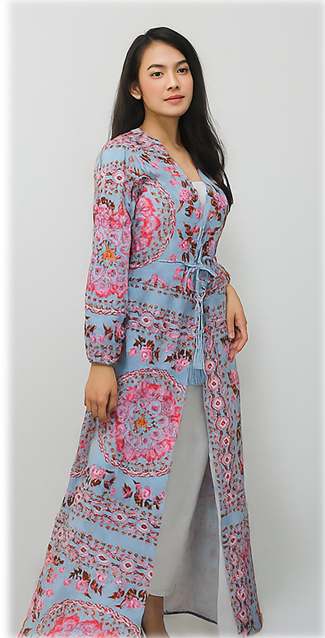 เดรสคลุมยาวลายโบฮีเมียนทรงแม็กซี่ (Bohemian Long Kimono Maxi Dress)_@SP015