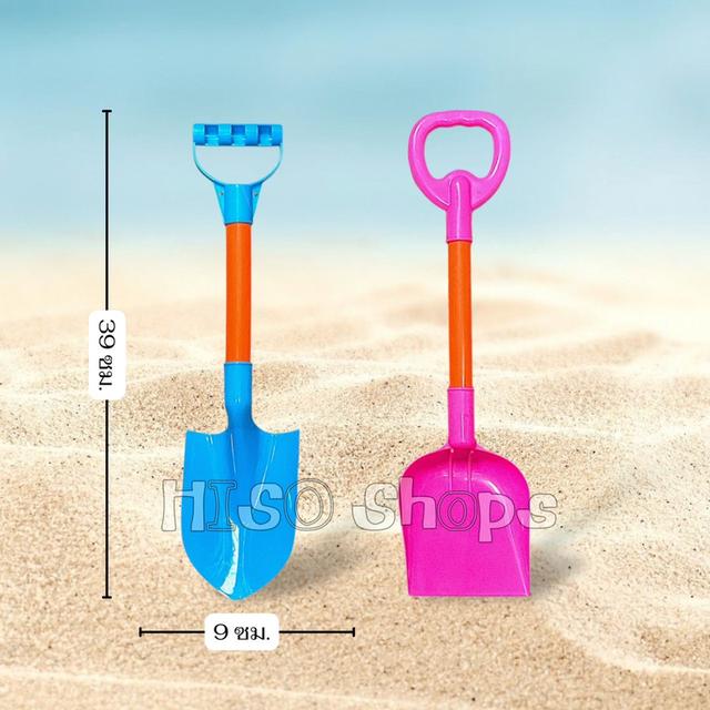 SET เล่นทรายพรีเมียม 5 ชิ้น สุดยอดของขวัญสำหรับเด็ก ถังใหญ่จุใจ พลั่วขุดและที่ตักทรายดีไซน์พิเศษ ยาว 39 ซม พร้อมแม่พิมพ์รูปสัตว์ 2