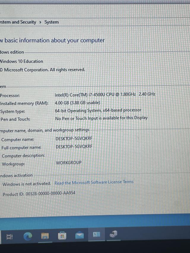 Acer Core i7-4500U (Gen4)