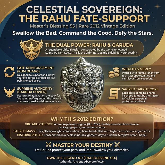 🌑🦅 Celestial Sovereign: The Rahu Fate-Support & Garuda Power Talisman – Master’s Blessing 55 Edition (Luang Pu Nen Kaew) รูปที่ 6
