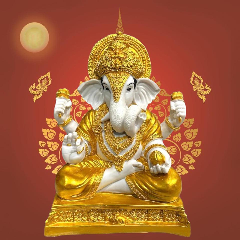 พระพิฆเนศปางเศรษฐี รุ่นรวยพันล้าน เนื้อเรซิน หน้าตัก 9 นิ้ว สูง 12 นิ้ว  รูปที่ 3