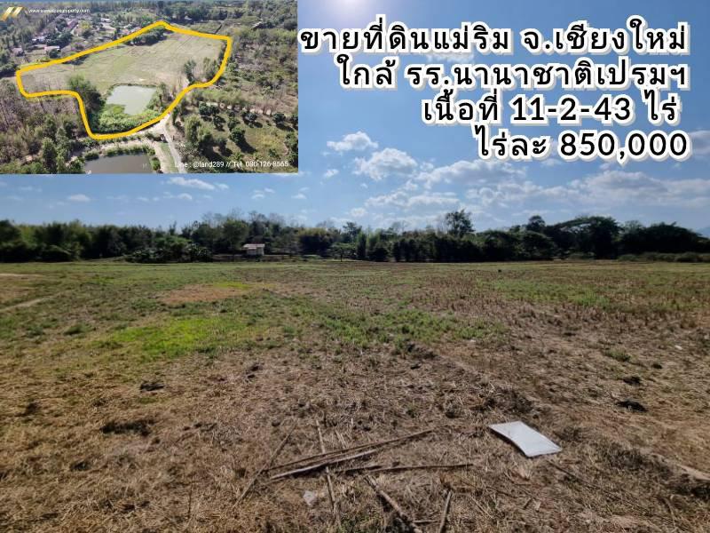 ขายที่ดิน ต.สะลวง อ.แม่ริม จ.เชียงใหม่ เส้นโรงเรียนนานาชาติเปรม เนื้อที่ 11-2-43 ไร่ ไร่ละ 850,000