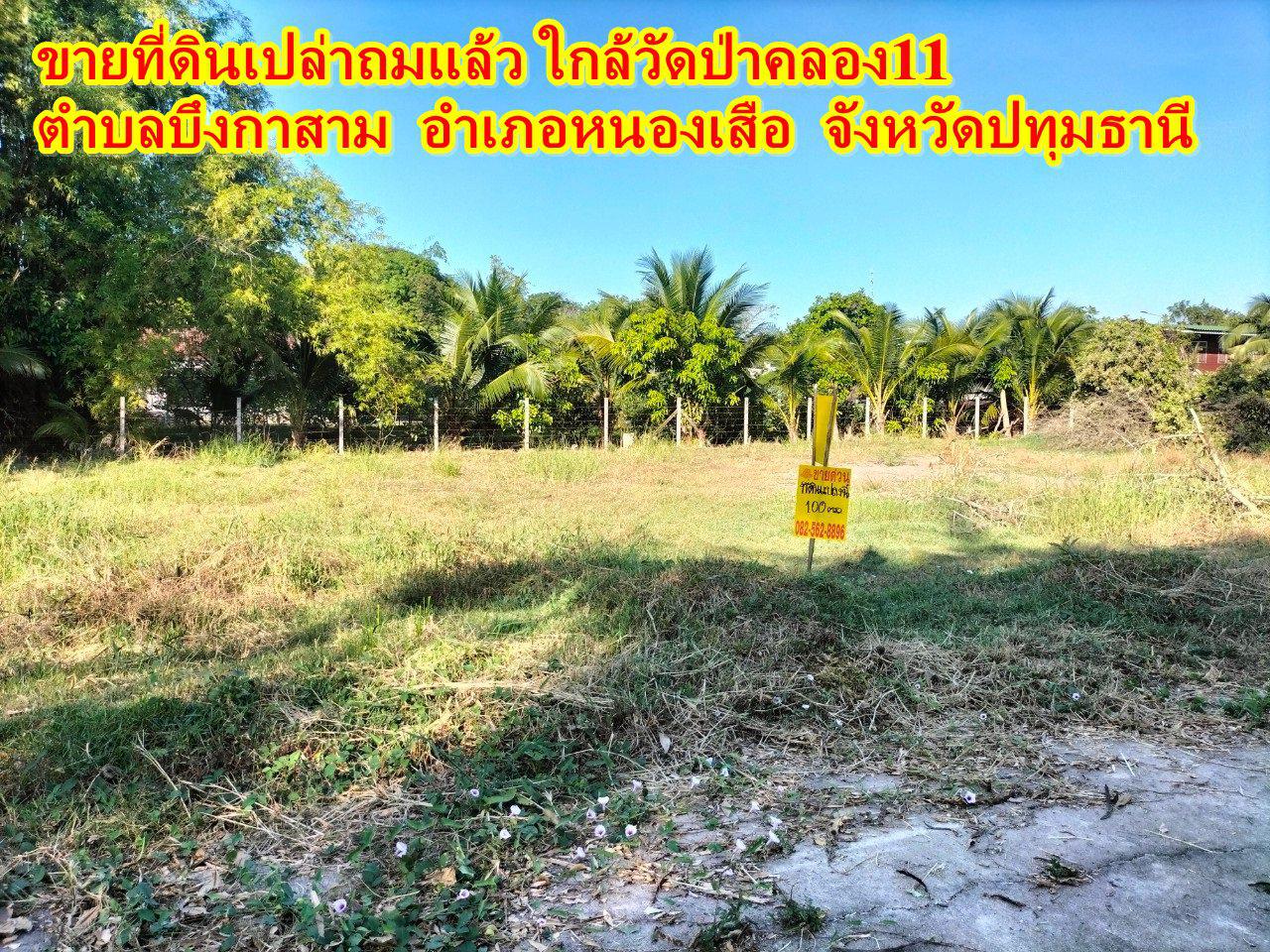 ขายที่ดินเปล่าถมแล้ว ใกล้วัดป่าคลอง11  ตำบลบึงกาสาม  อำเภอหนองเสือ  จังหวัดปทุมธานี 