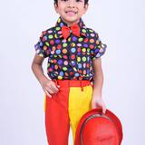 ชุดไทยเด็กชายย้อนยุค เสื้อลายจุดกับกางเกงสองสี รูปเล็กที่ 2